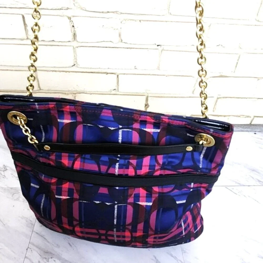 New Rare Coach Poppy Tartan Signature C's Plaid Shoulder Bag